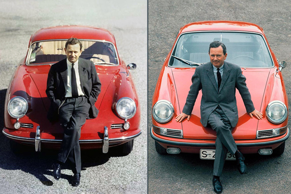 Ферри Порше и Porsche. Слева-356 B, начало 60-х, справа-911 2.0 Coupe, 1968 год